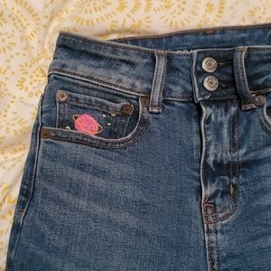 American Eagle custom embroidered flare jeans